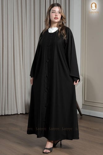 عباية كريب صيفي بكسرات من الامام والخلف - لتين