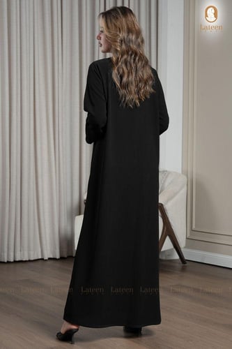 عبايةكريب ملكي شك ابيض فاخر من الامام - لتين