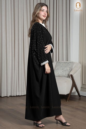 عباية بشت كريب ملكي بشت مطرزة على الاكمام والخلف -...