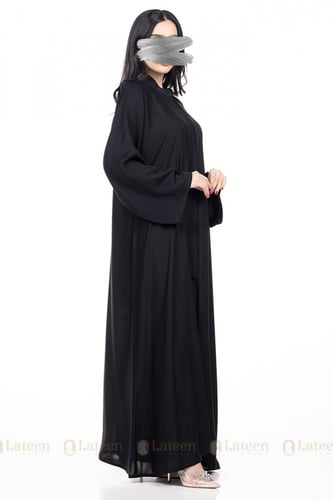 عباية عملية سوداء سادة - لتين