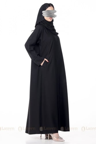 عباية كتف سادة بسحاب وجيوب - لتين