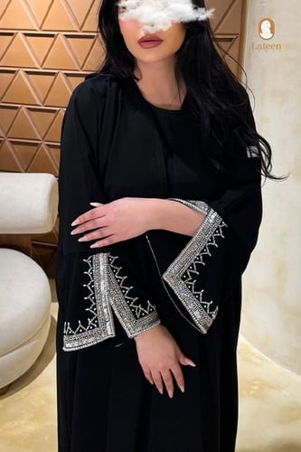 عباية كريب ملكي شك يدوي فاخر - لتين