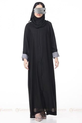 عباية كتف باكمام ملونة - لتين