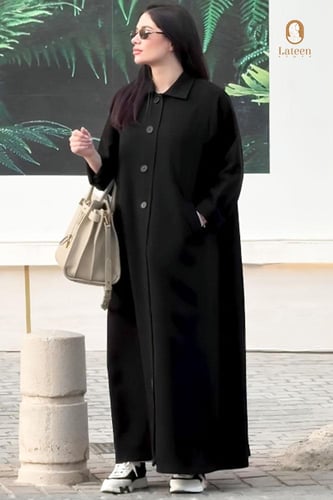 عباية بليزر اسود عملية بجيوب - لتين