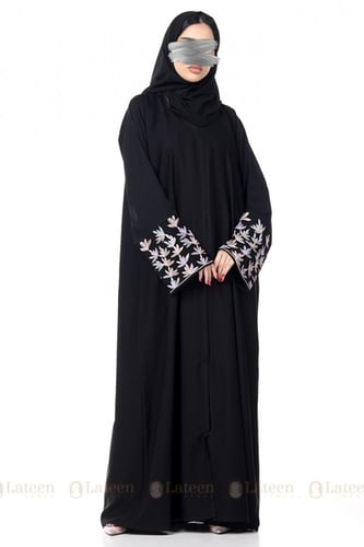 عباية رسميه مزينه اكمام ملونه - لتين