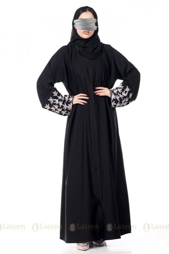 عباية رسميه مزينه اكمام ملونه - لتين