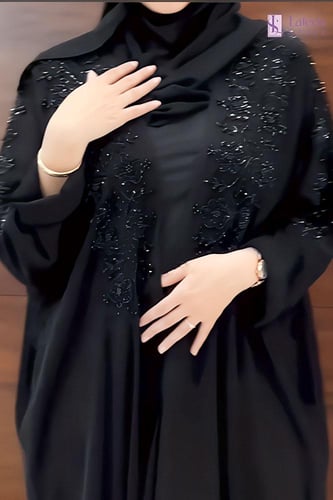 عباية نص بشت شك يدوي اسود - لتين ستور