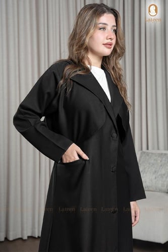 عباية بليزر اسود جاكيت ربطة من الخلف - لتين