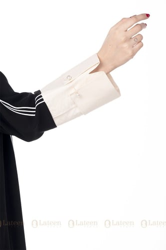 عباية مخططة باكمام ملونة - لتين