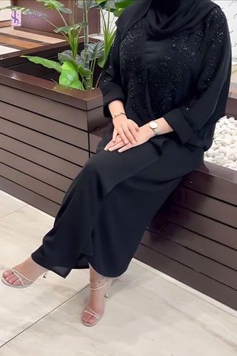 عباية نص بشت شك يدوي اسود - لتين ستور