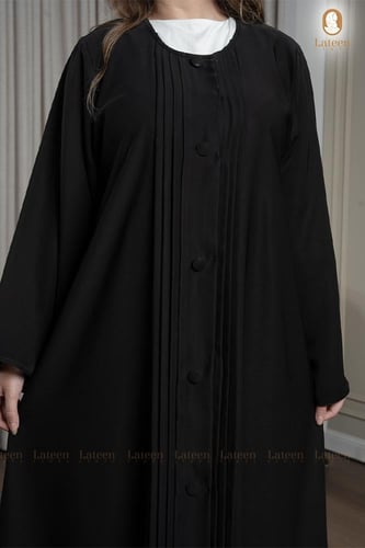 عباية كريب صيفي بكسرات من الامام والخلف - لتين