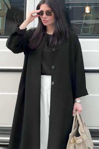 عباية بليزر اسود عملية بجيوب - لتين