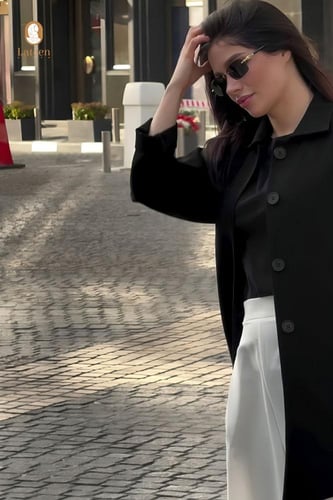 عباية بليزر اسود عملية بجيوب - لتين