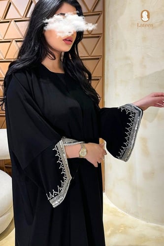 عباية كريب ملكي شك يدوي فاخر - لتين