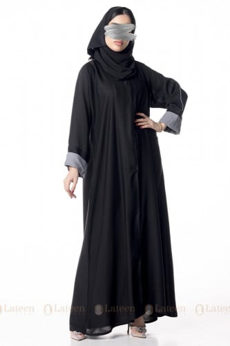 عباية كتف باكمام ملونة - لتين