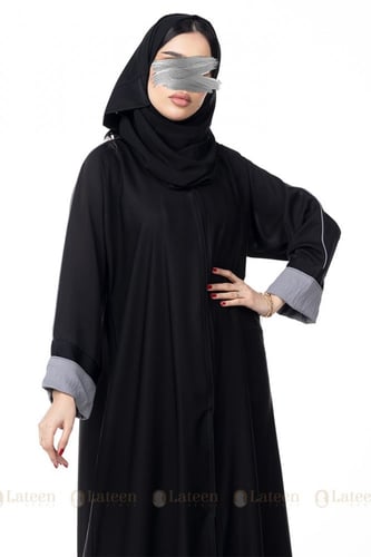 عباية كتف باكمام ملونة - لتين