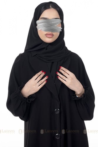 عباية سادة باكمام مطاطة - لتين