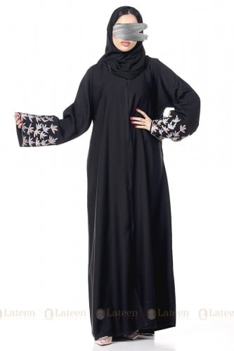 عباية رسميه مزينه اكمام ملونه - لتين