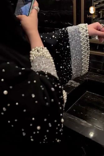 عباية بشت كريب ملكي إماراتي شك يدوي فاخر - لتين