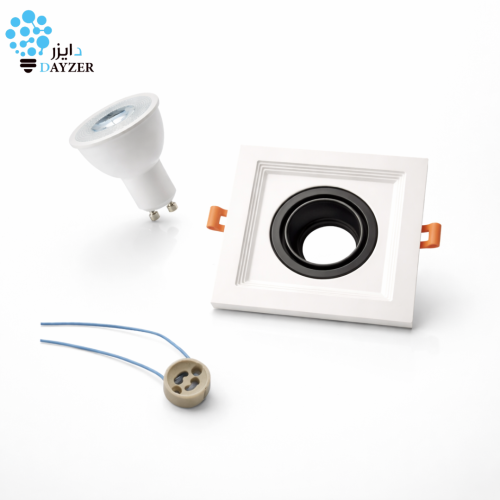 اطار مربع 10*10 + لمبة GU10 ‏7 واط CRI80 + هولدر ض...
