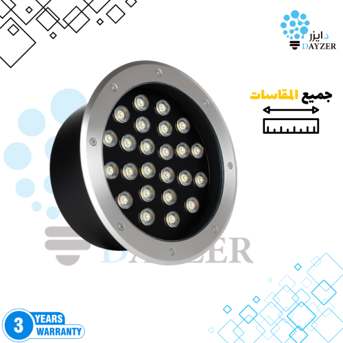 كشاف دفن أرضي LED مدوّر بعدسات عيون – إنارة صفراء...