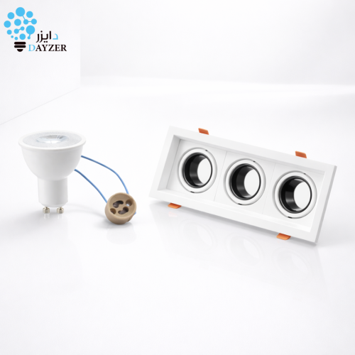 اطار سبوت لايت ثلاثي 10×30 سم + 3 لمبات GU10 ‏7 وا...