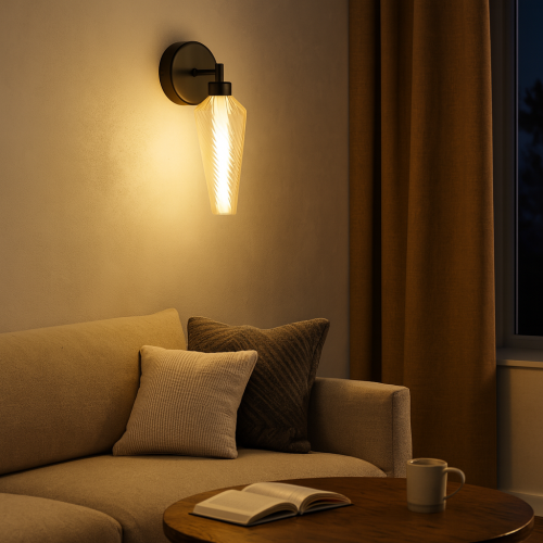 جداري LED زجاج حلزوني – تصميم عصري بإطار أسود