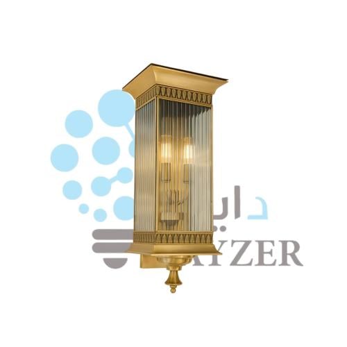 فانوس جداري ذهبي كلاسيكي بزجاج مخطط