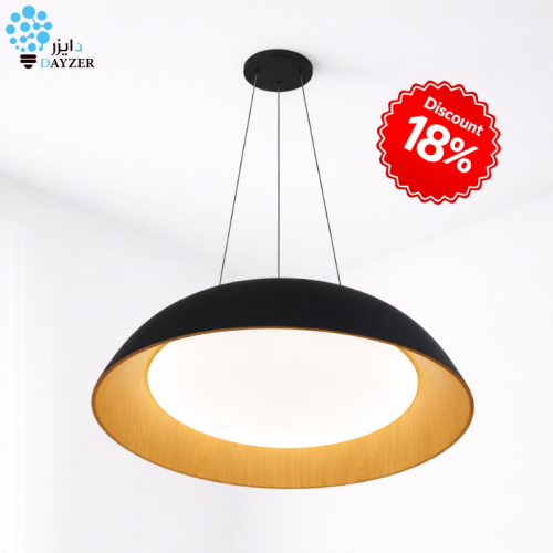 علاقي دائري أسود – اسود خشبي - ثلاثة اضاءات