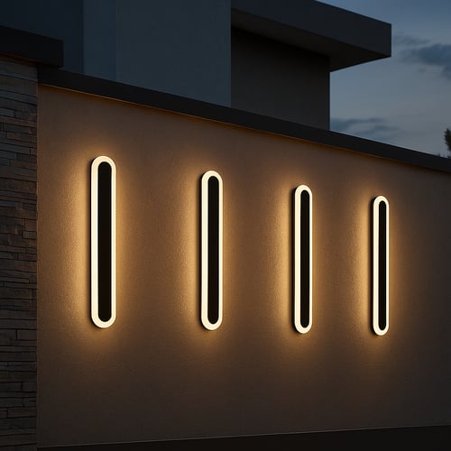 إضاءة جدارية لينير 80 سم – إضاءة صفراء، تصميم دائر...