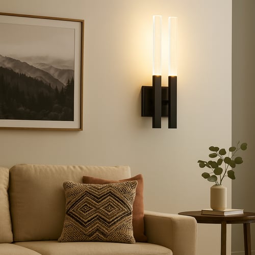 جداري LED مزدوج بقضبان زجاجية – تصميم عصري فاخر