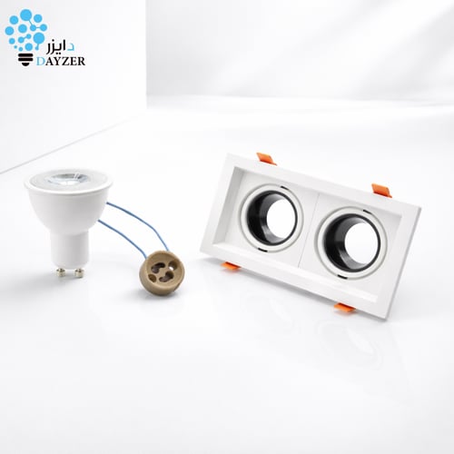 اطار سبوت لايت مجوز 10×20 سم + لمبتين GU10 ‏7 واط...