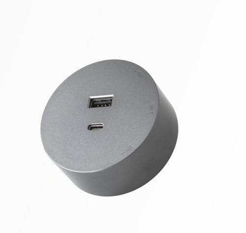 مأخذ شاحن USB لمجرى الأفياش – تصميم دائري رمادي