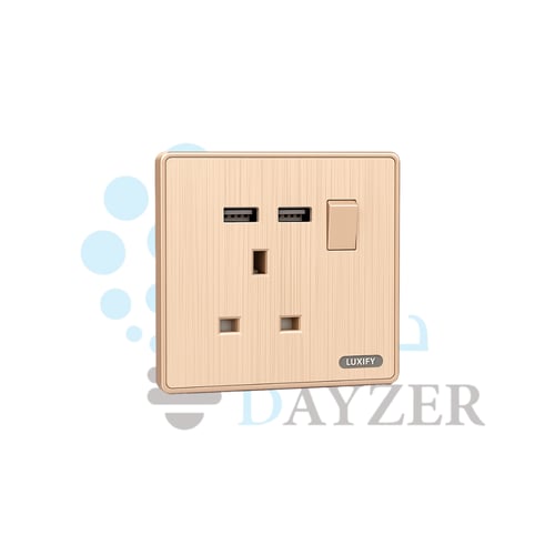 فيش جداري 13 أمبير مع منافذ USB | LUXIFY ذهبي