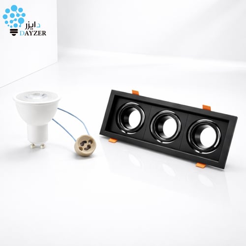 اطار سبوت لايت ثلاثي 10×30 سم + 3 لمبات GU10 ‏7 وا...