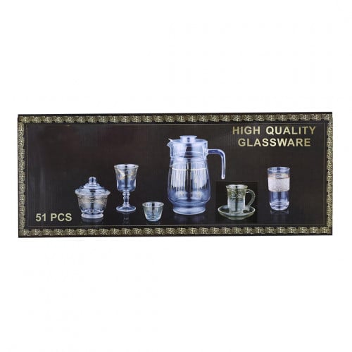 طقم كاسات كرستال قزاز مذهب 51 قطعة