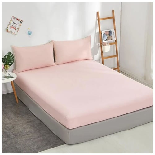 شرشف غطاء سرير لنفرين بحزام مطاط وغطاءان لوسادتين