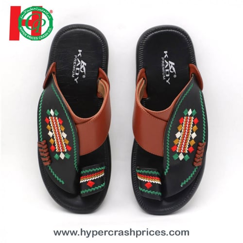 حذاء شرقي رجالي مع اصبع جلد مطرز يدوي تطريز ملون