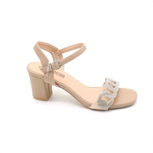 صندل بناتي صيفي سهرات كعب عريض عالي وحزام كاحل