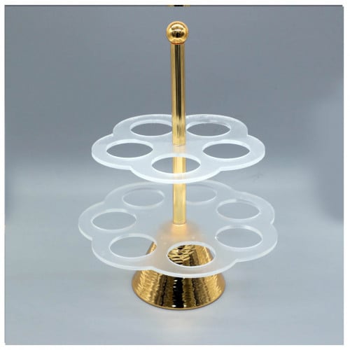 حمالة فناجين قهوة عربية شفافة استاند ذهبي