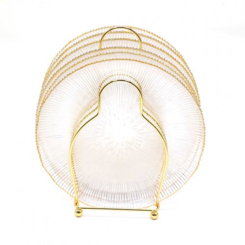 طقم صحون تقديم زجاج 6 قطع مع استاند