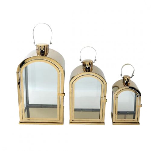 طقم فوانيس ذهبي 3 حبات مقاسات مختلفة