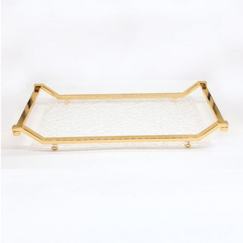 صينية تقديم اكريلك مستطيل بحواف ذهبية بارزة 44*28...