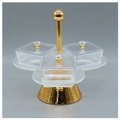 صحون مكسرات اكريلك شفافة مع قاعدة ذهبي