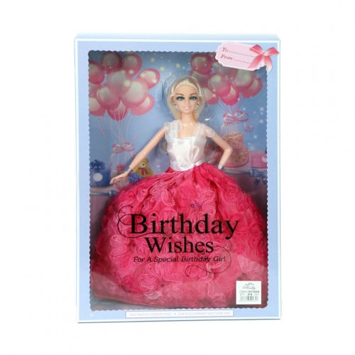 دمية عروسة عيد ميلاد فستان وردي