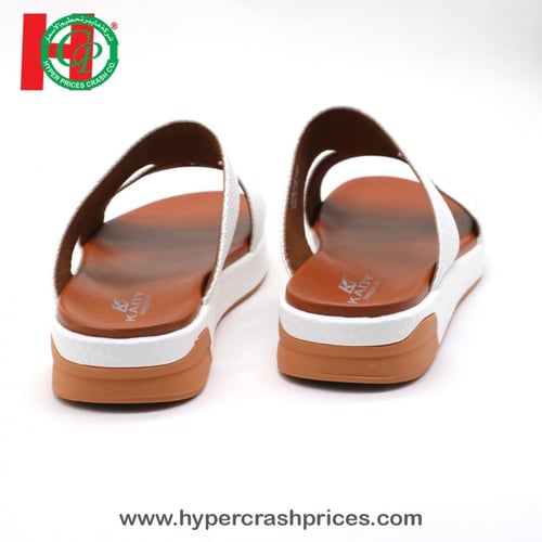 صندل رجالي كاجوال خليجي جلد بدون اصبع مزين بقطعة م...