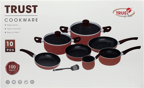 طقم أوعية طهي من الألمنيوم من ترست 10 قطع