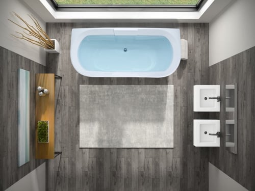 بانيو نصف القمر (ساده) ابيض (متوفر مقاسات)