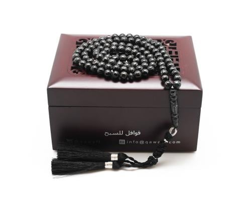 سبحة يسر (مرجان اسود) مشغول بالفضة اسماء الله الحس...