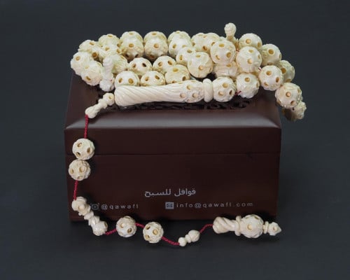 قوافل سبحة من عاج طبيعي منحوت عمل خاص IV0047